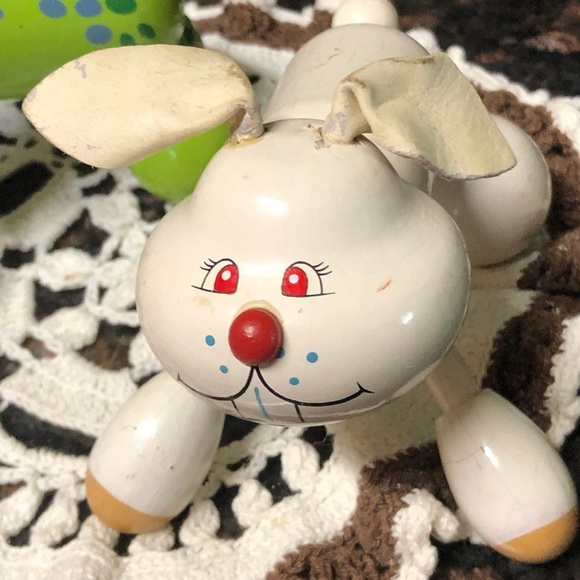 Vintage Wooden Toys Frog and Rabbit Bunny Cute Retro Toys - Picture 4 of 9